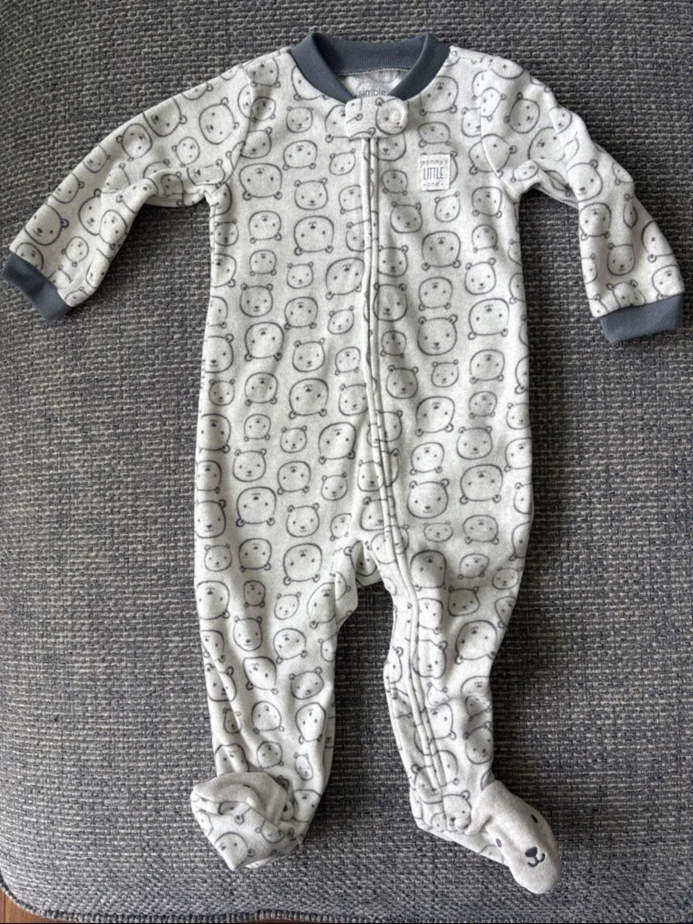 Bundle 2 Baby Footies GAP Navy Stripe + Carter’s Gray Bear | 6–9M Sleep Set